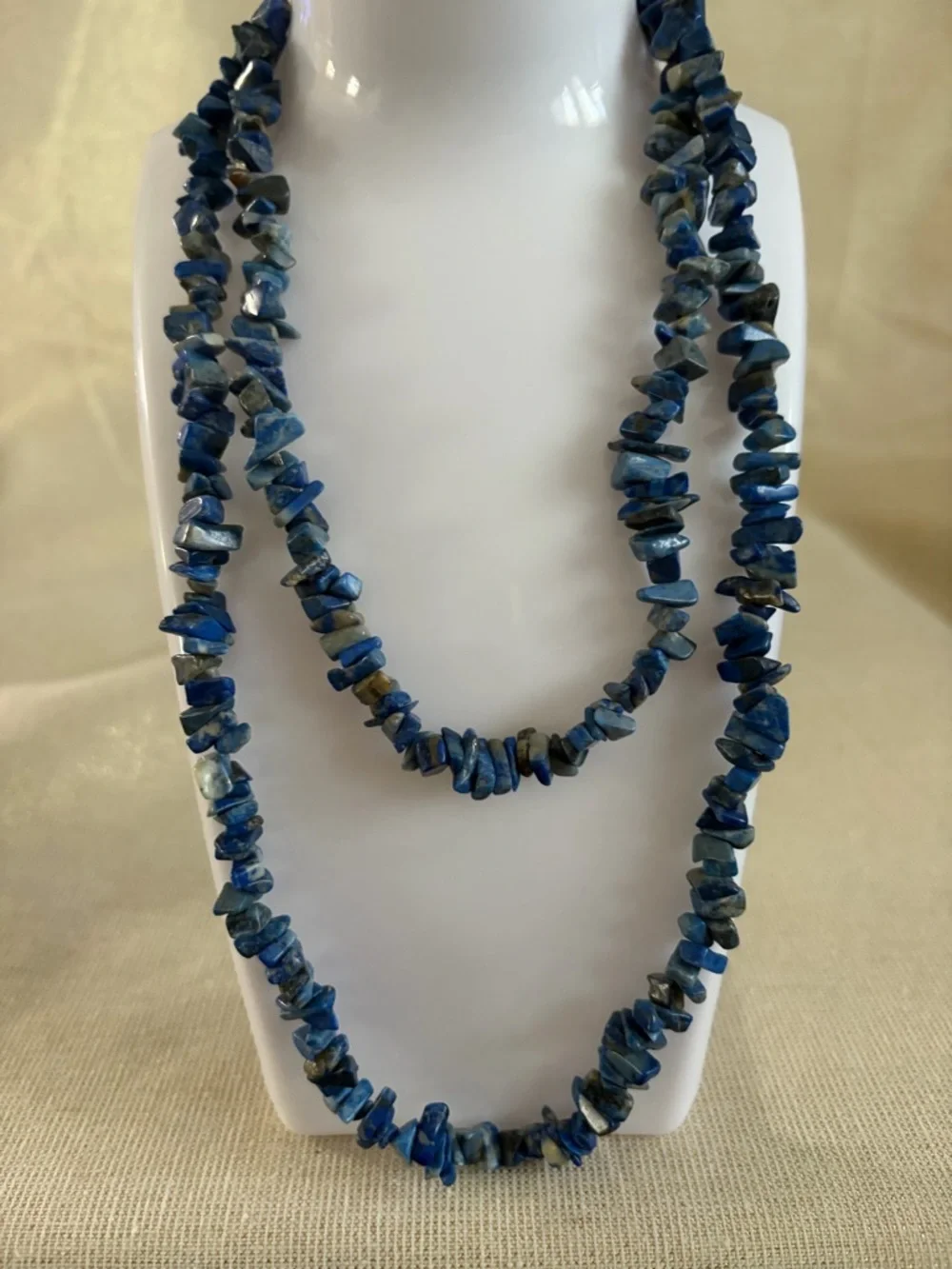 Lapis  Lazuli Blue Chip Bead Long Necklace - Women Jewelry